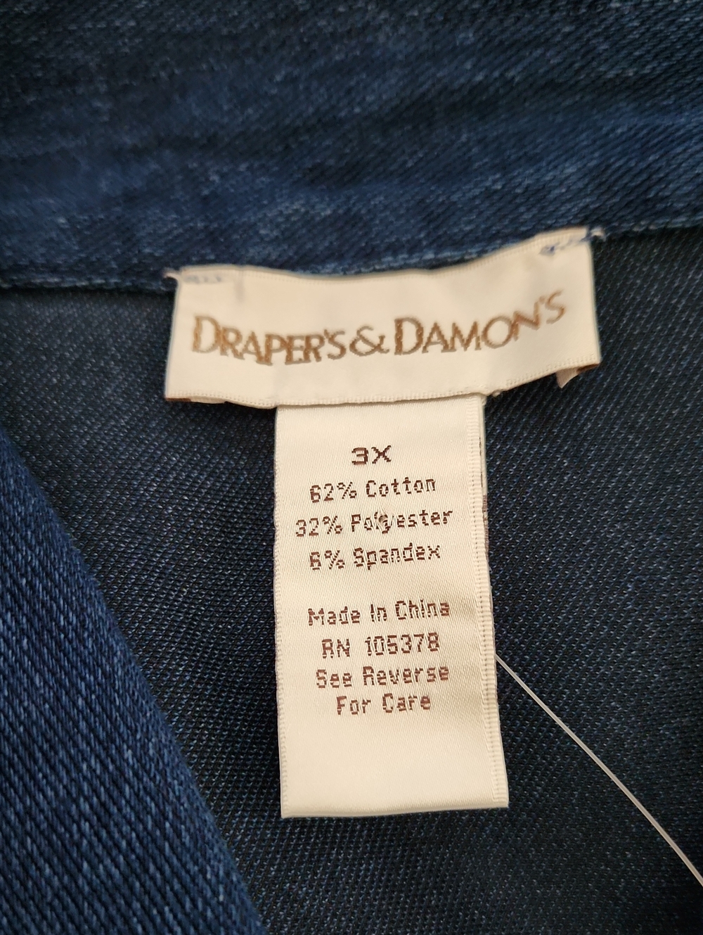 Draper's & Damon's Button Up Stretchy Lightweight Long Sleeve Denim Top Size 3X - Picture 3 of 12